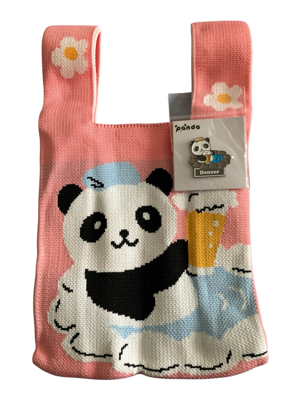 Denver Panda Fest Swag - Knit Tote and Pin